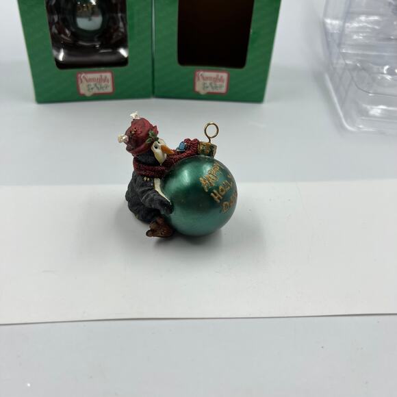 Boyds Bears 2 PENNY PENGUIN Naughty Nice Christmas Ornaments 2004 Holly-days NIB - Picture 6 of 11